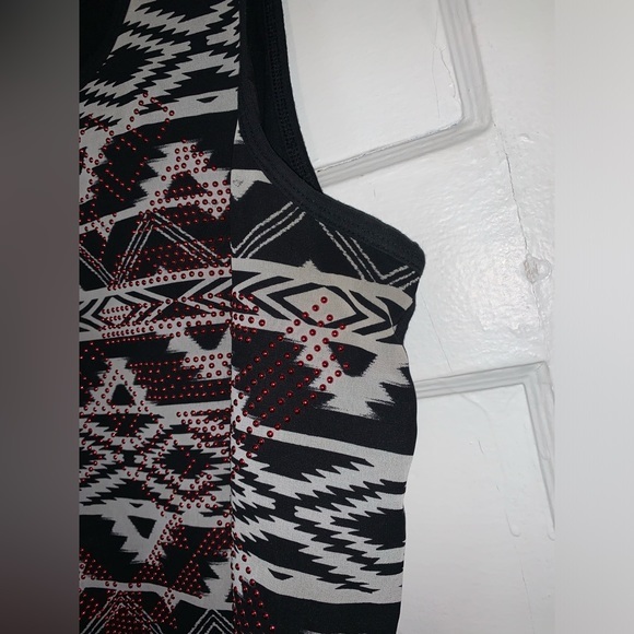 Express black and‎ white printed tank top with red studs size large - Picture 5 of 7